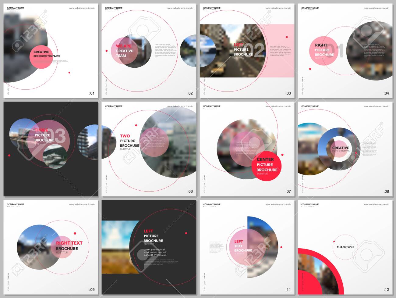 minimal brochure templates with red color circles round shapes brochure templates for school project