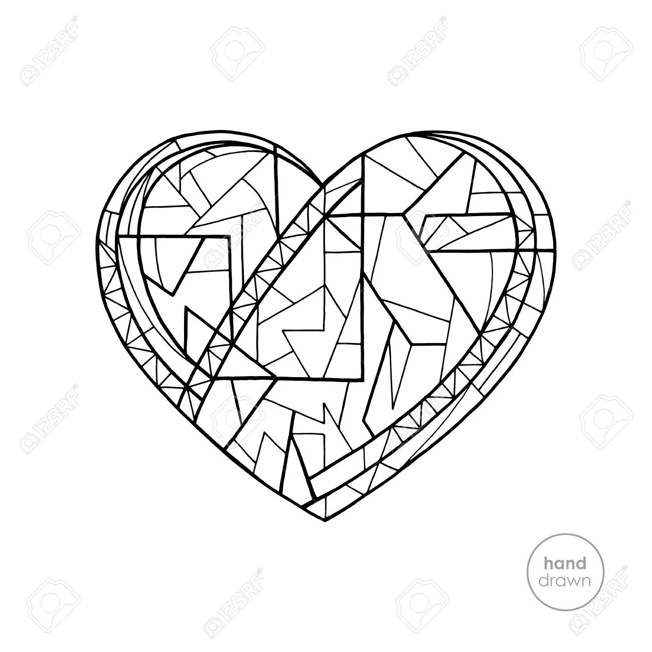 Heart Coloring Book. Hand Drawn Abstract Love Holidays Vector - Heart Coloring Book. Hand Drawn Abstract Love Holidays Vector