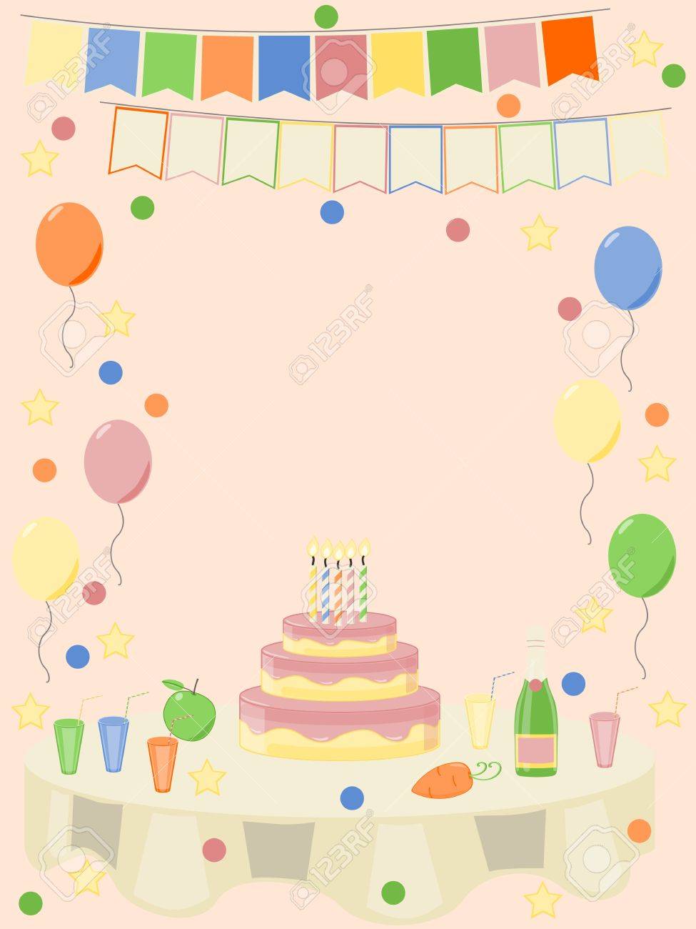 誕生日カード パステルのイラスト素材 ベクタ Image