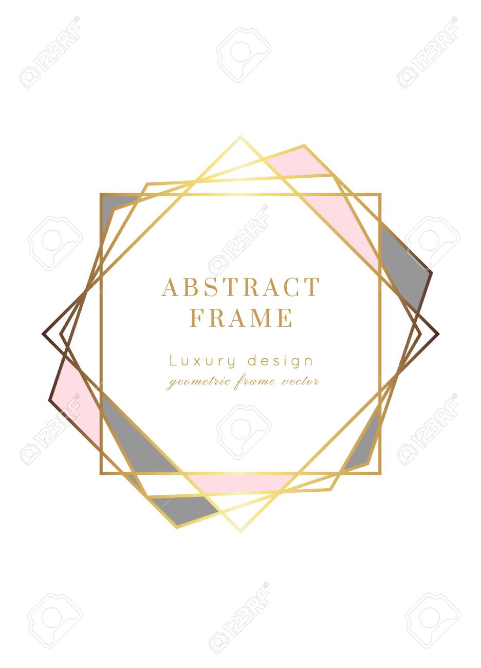 Vector Geometric Shape Modern Wedding Invitation Template Polygon Frame With Space For Text Luxury Classy Yellow Gold Design Brochure Flyer Cover Poster Card Logo Business Identity Style Royalty Free Cliparts Vectors And Stock Illustration Image