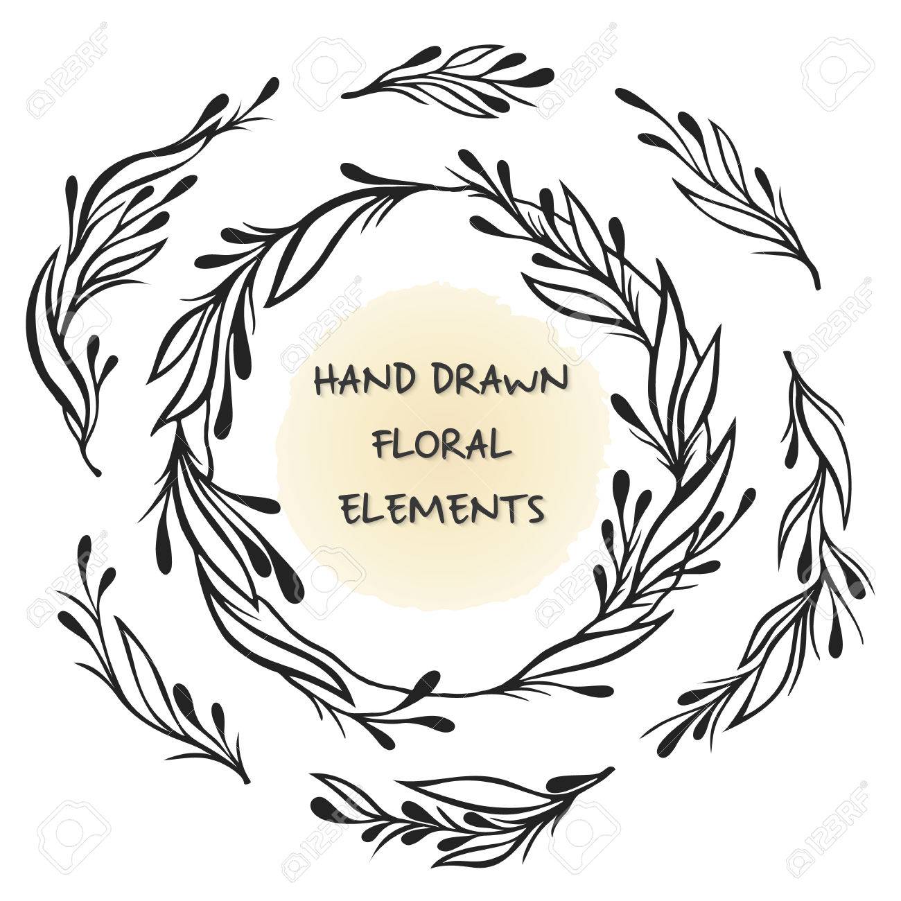 ベクターの花のフレーム 手は 同じスタイルでおしゃれなかわいい花要素のコレクションを描画します 結婚式のカード 印刷 装飾 グリーティング カード そんなに多くのグラフィック デザイン要素です のイラスト素材 ベクタ Image