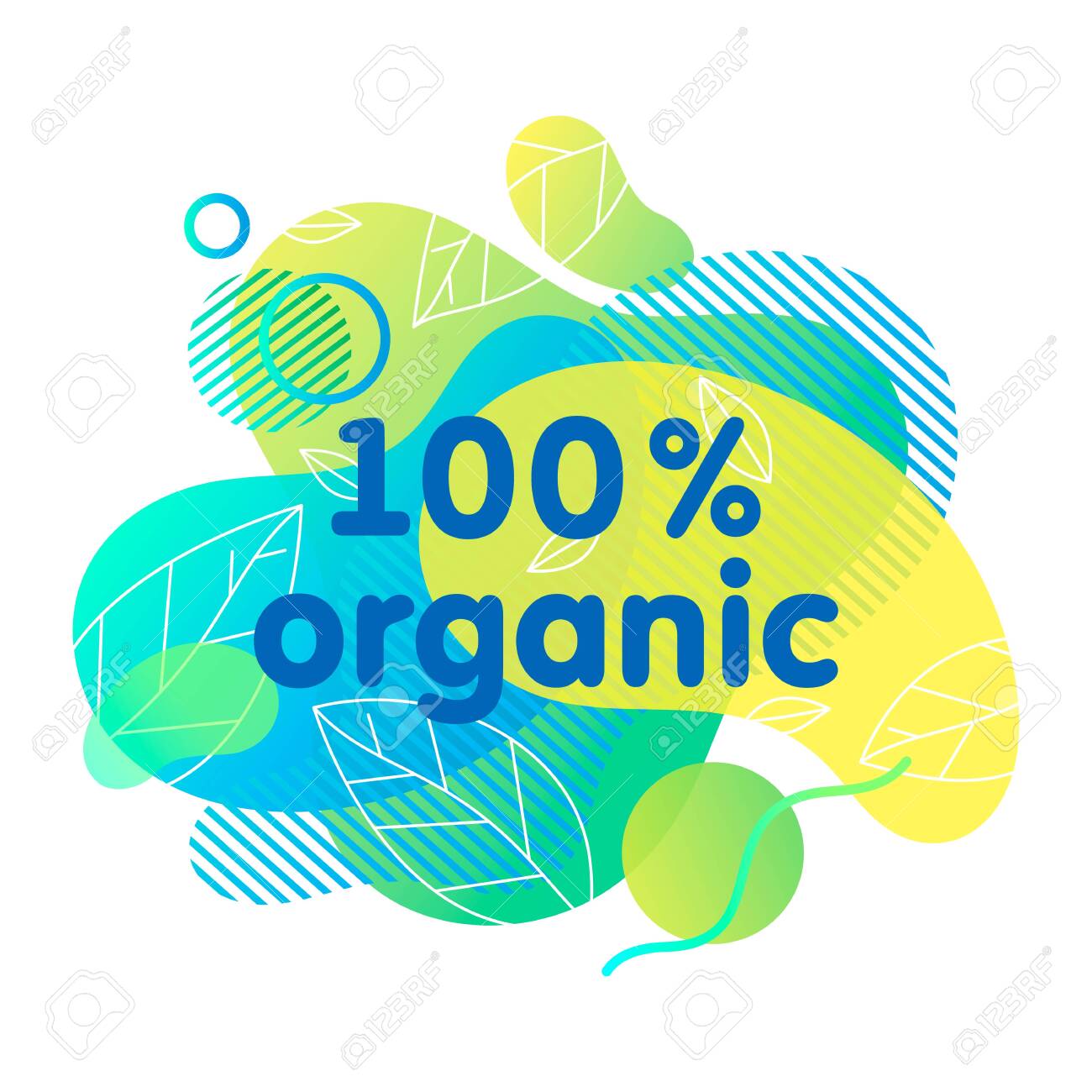 Organic Eco Natural Sticker Or Logo With Liquid Shapes Fluid
