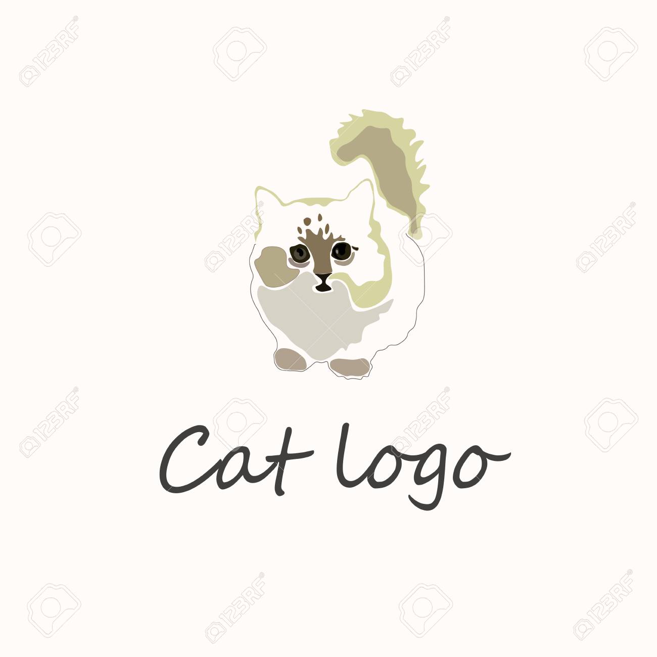 黒猫のロゴ 子猫のカラフルなロゴタイプ パステル カラー のイラスト素材 ベクタ Image