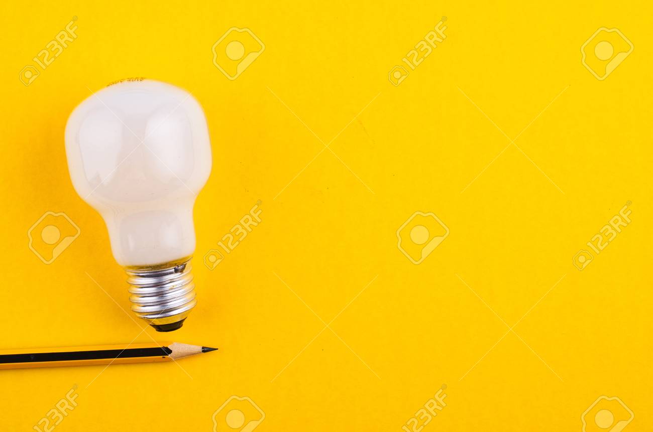 pencil and bulb over yellow background for creative ideas concept creative background ideas