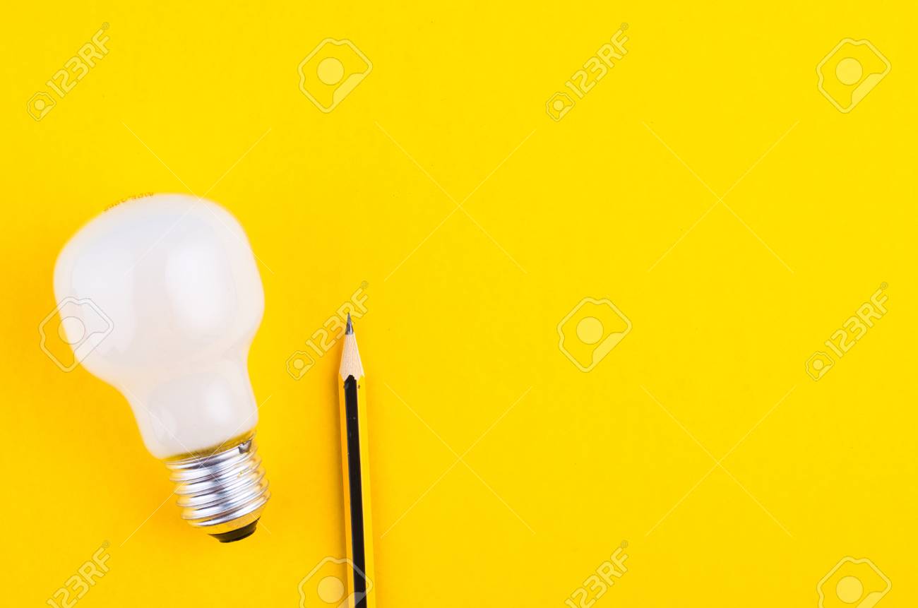 pencil and bulb over yellow background for creative ideas concept creative background ideas