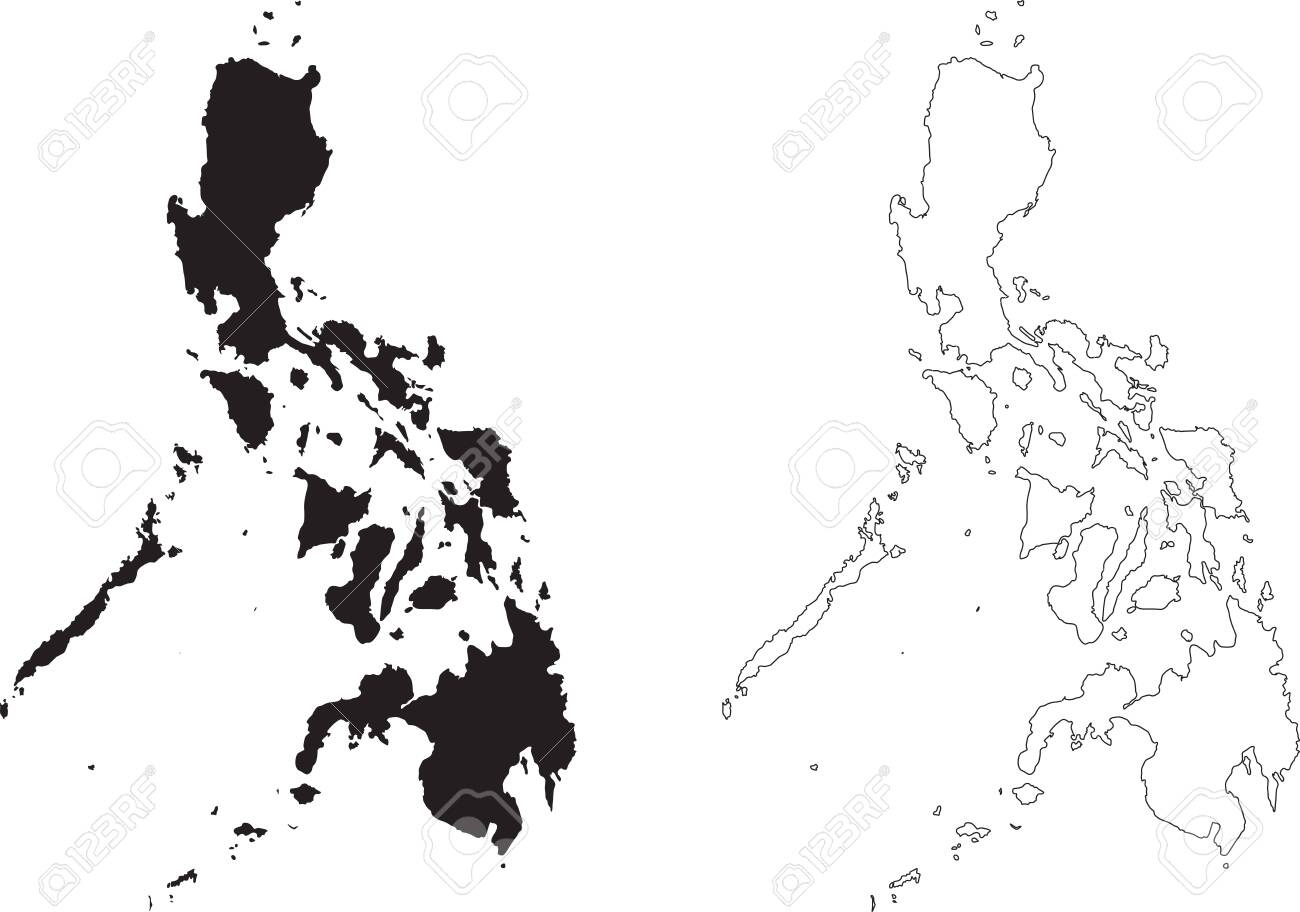 Philippine Map Black And White Philippines Map. Black Silhouette Country Map Isolated On White Background.  Black Outline On White Background. Vector Based Royalty Free Svg, Cliparts,  Vectors, And Stock Illustration. Image 145514662.