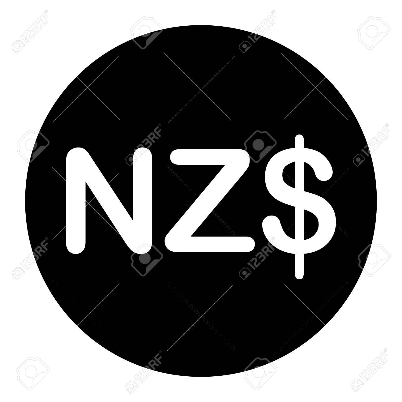NZDニュージーランドドル通貨記号。白い背景で隔離の黒いイラスト。のイラスト素材・ベクター Image 150277173