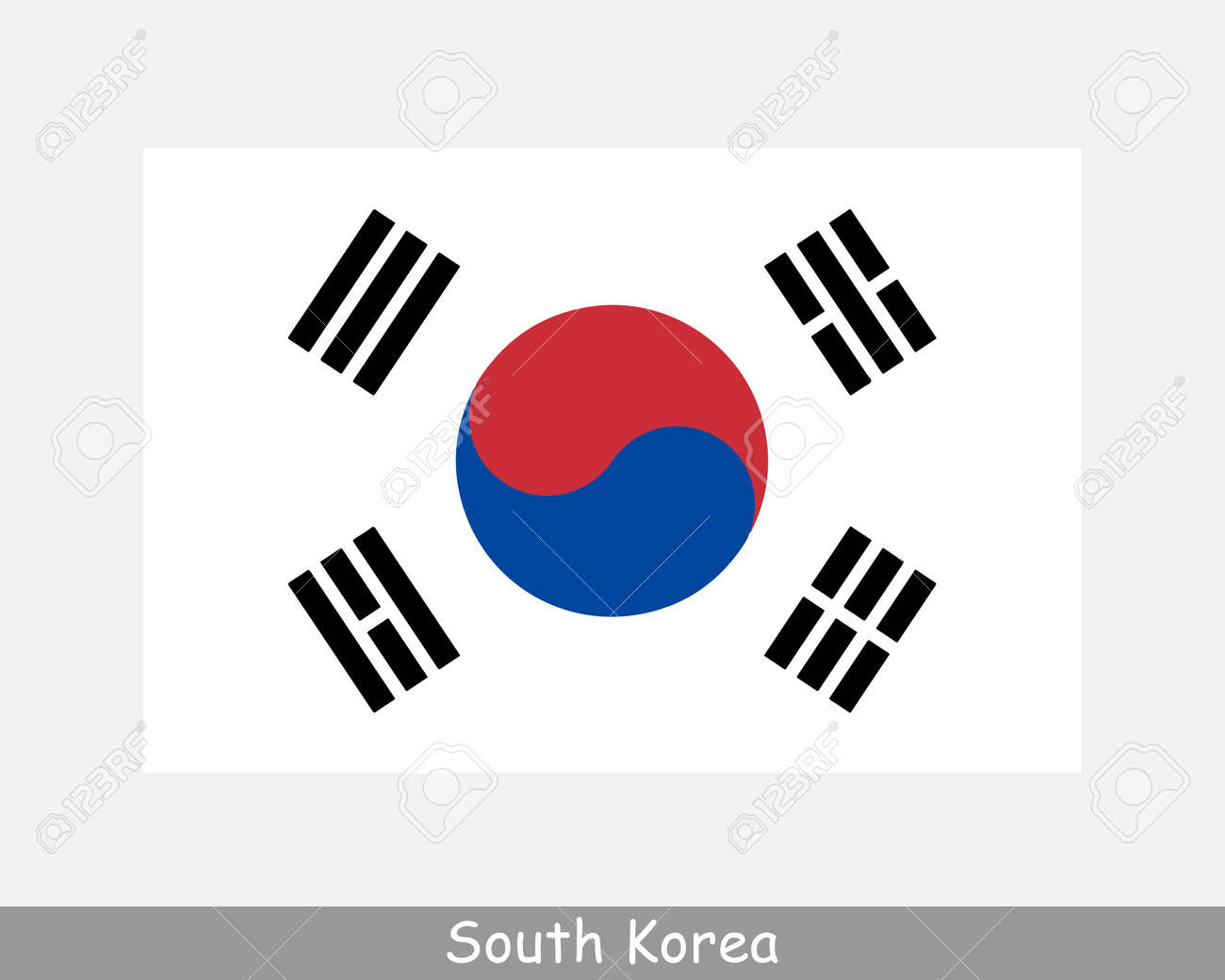 韓国の国旗。韓国の国旗。大韓民国詳細バナー。 EPSベクトルイラスト