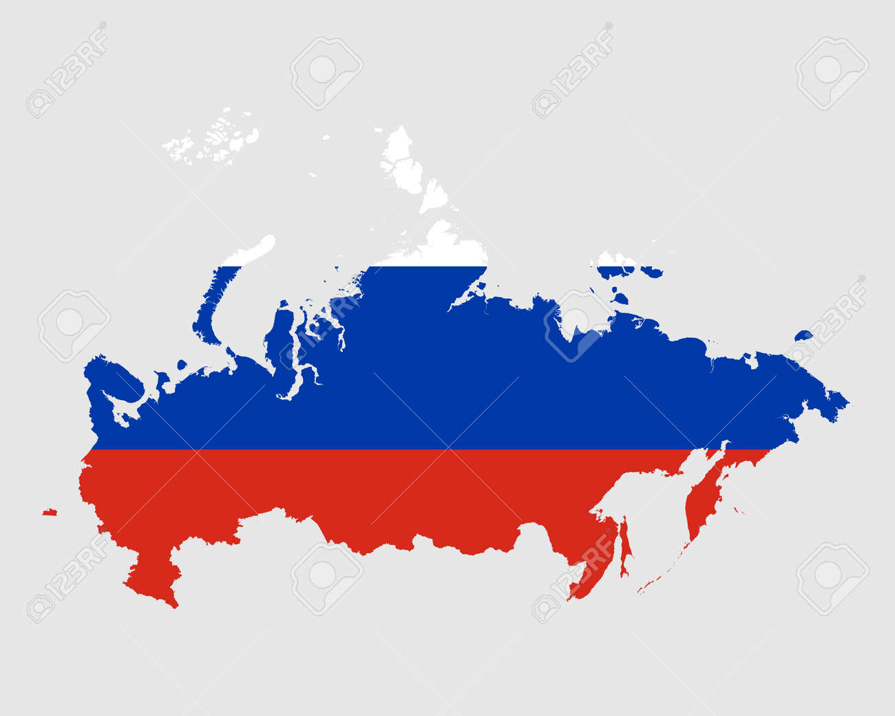 Federação Russa Em Branco Do Mapa De Contorno - Arte vetorial de
