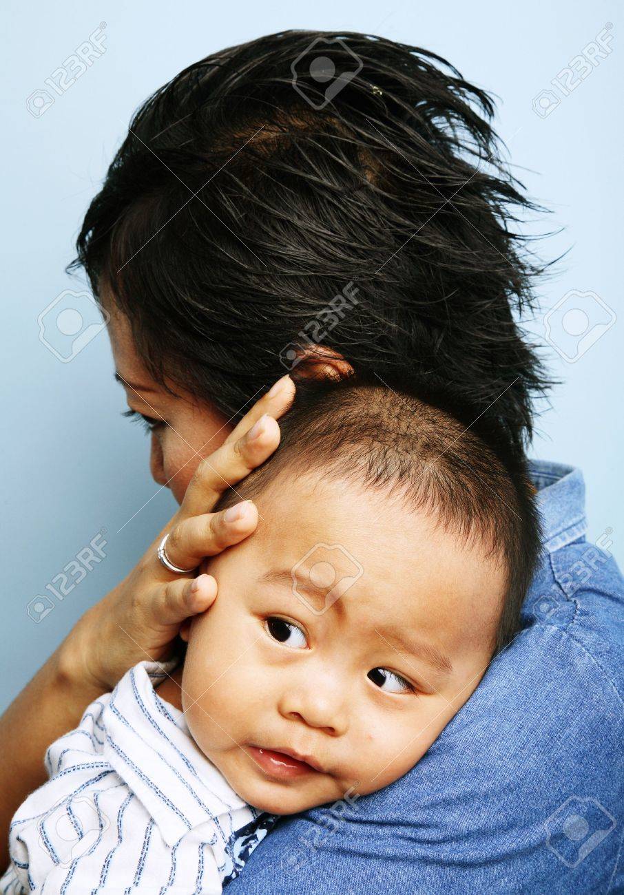 Isolated Cute Asian Baby Boy With His Mother Stock Photo Picture And Royalty Free Image Image 665274