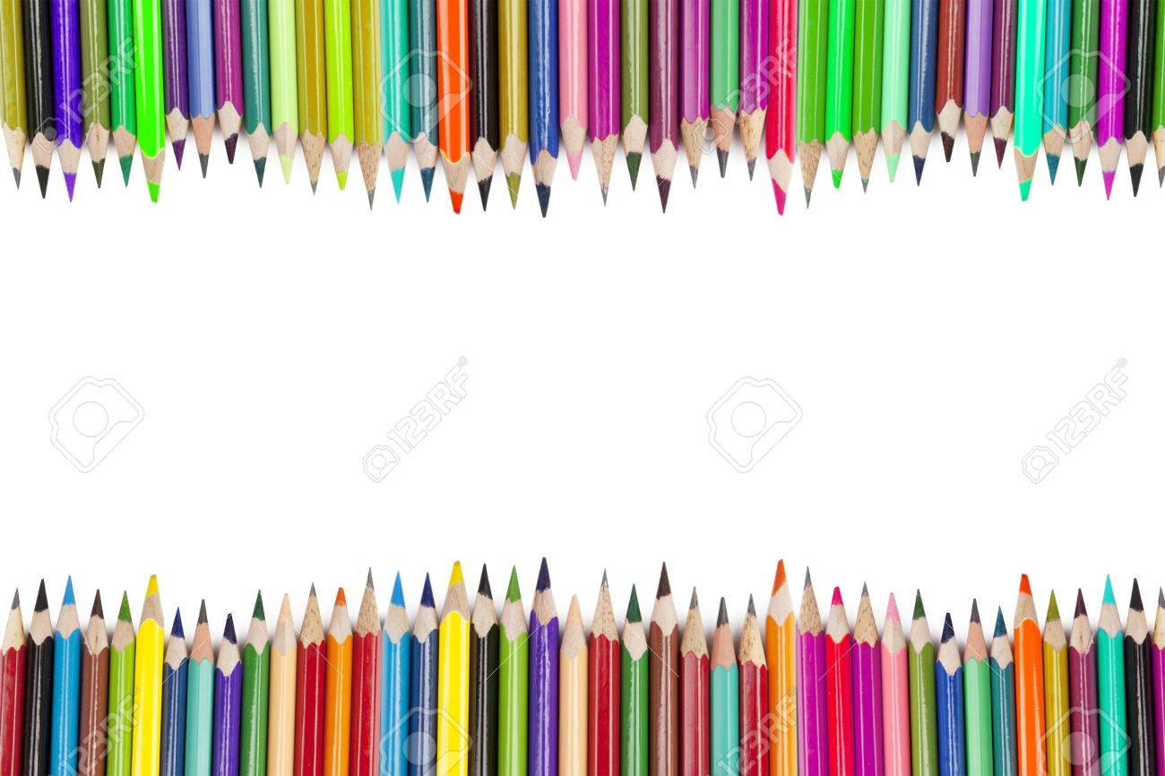 Colored Pencils Forming A Border With Copy Space. Shot In Studio Stock  Photo, Picture and Royalty Free Image. Image 14821153., image size:1300x866