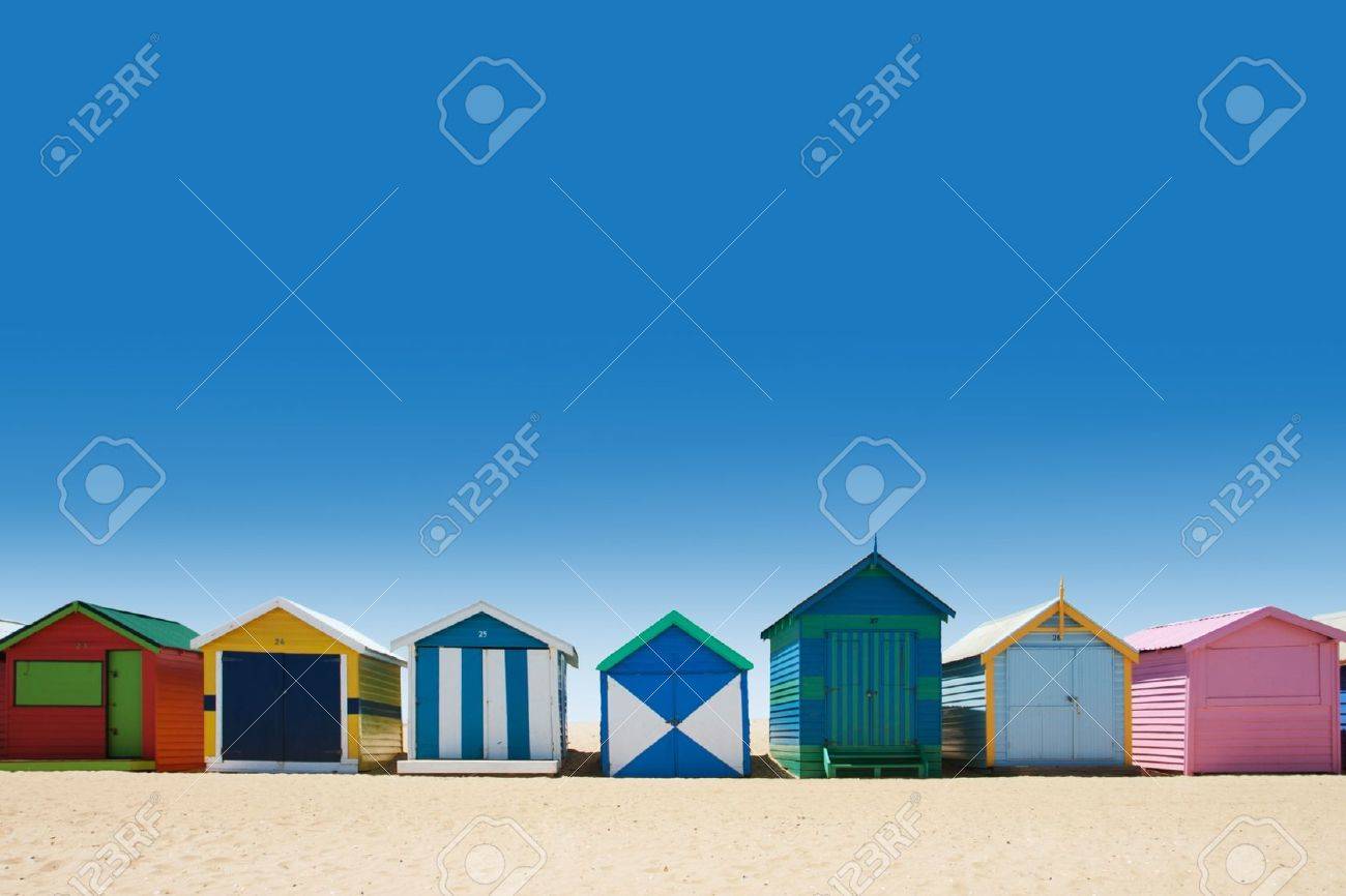 Colorful Beach Houses At Brighton Beach Victoria Australia During