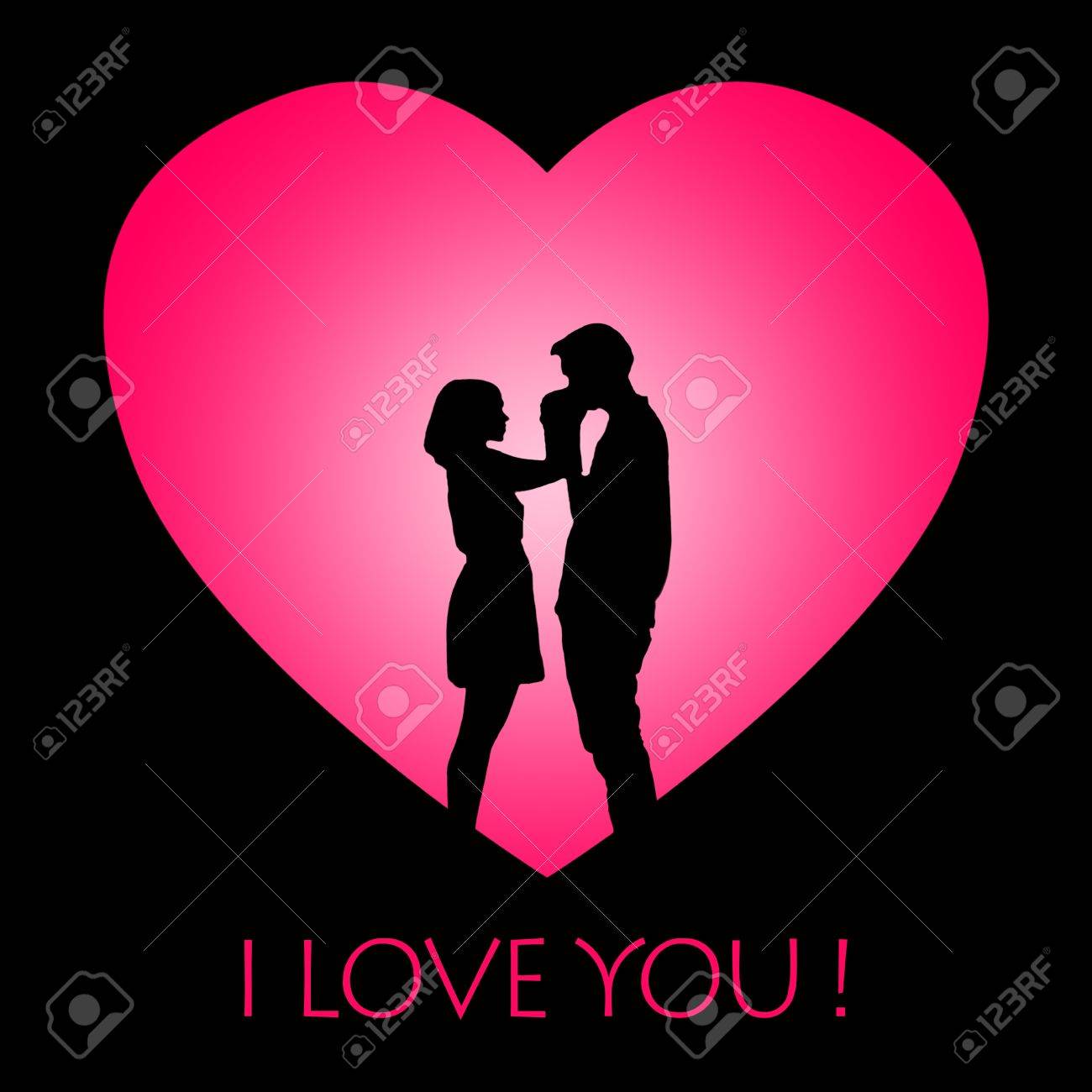 Valentine Card Design Showing Silhouette Of A Couple Hugging On ...