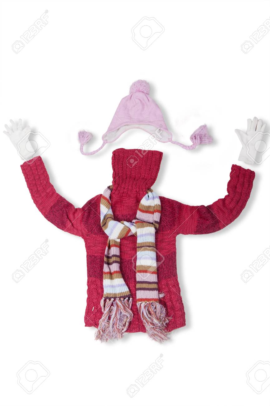 Close up Van Rode Gebreide Trui Met De Winter Kleding Rode Gebreide Trui Geïsoleerd Op Wit Royalty Vrije Foto