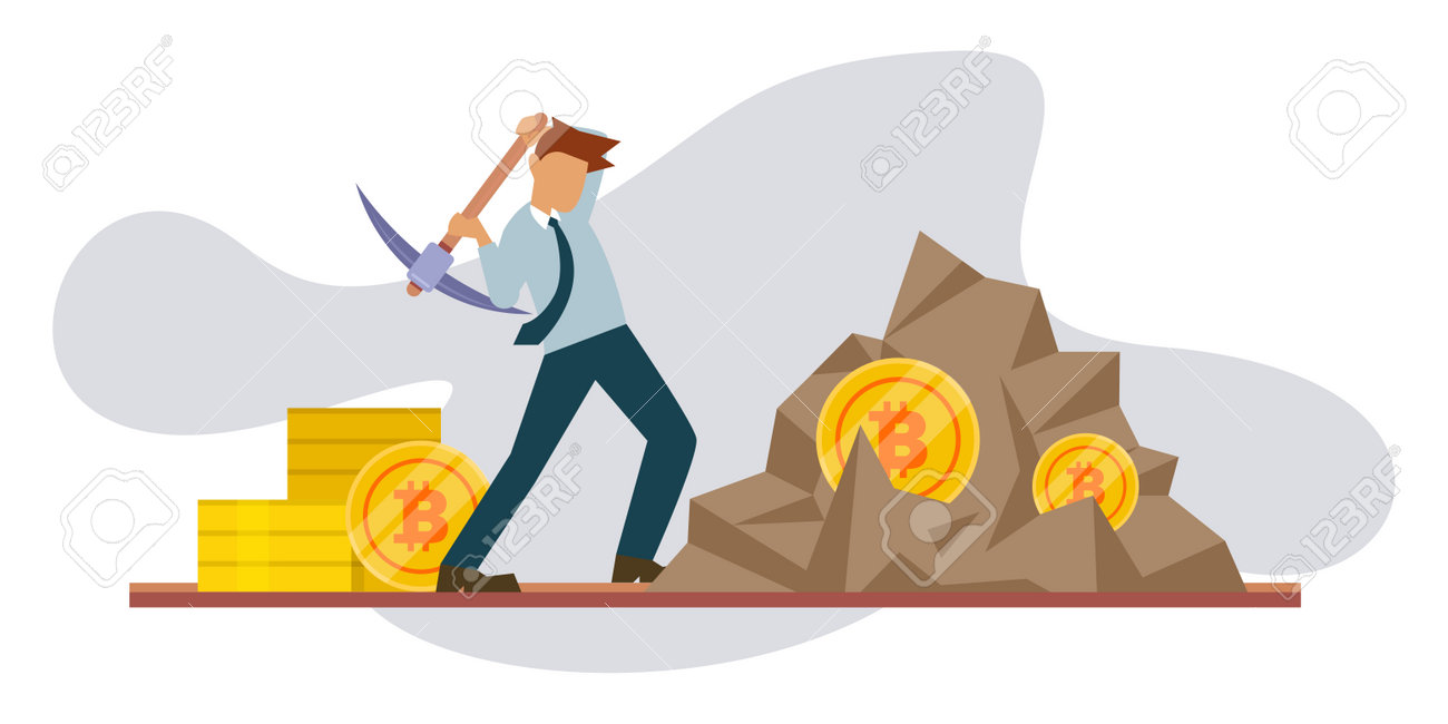 Mining Cryptocurrency - Bitcoin 2d Vector Illustration Concept For Banner,  Website, Illustration, Landing Page, Flyer, Etc Royalty Free SVG, Cliparts,  Vectors, and Stock Illustration. Image 204503578.