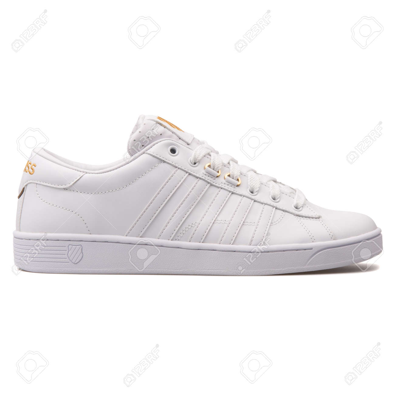 white and gold k swiss