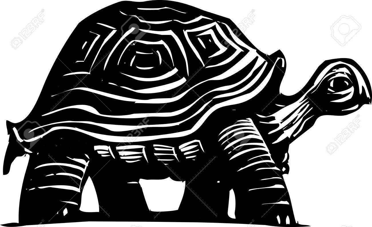 木版画スタイル カメまたはカメを歩き回る のイラスト素材 ベクタ Image