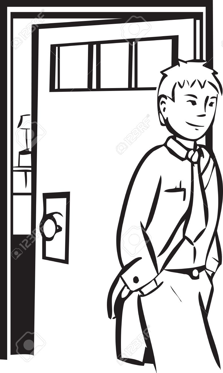 ビジネスの服装のままホームにプロの殺し屋 のイラスト素材 ベクタ Image