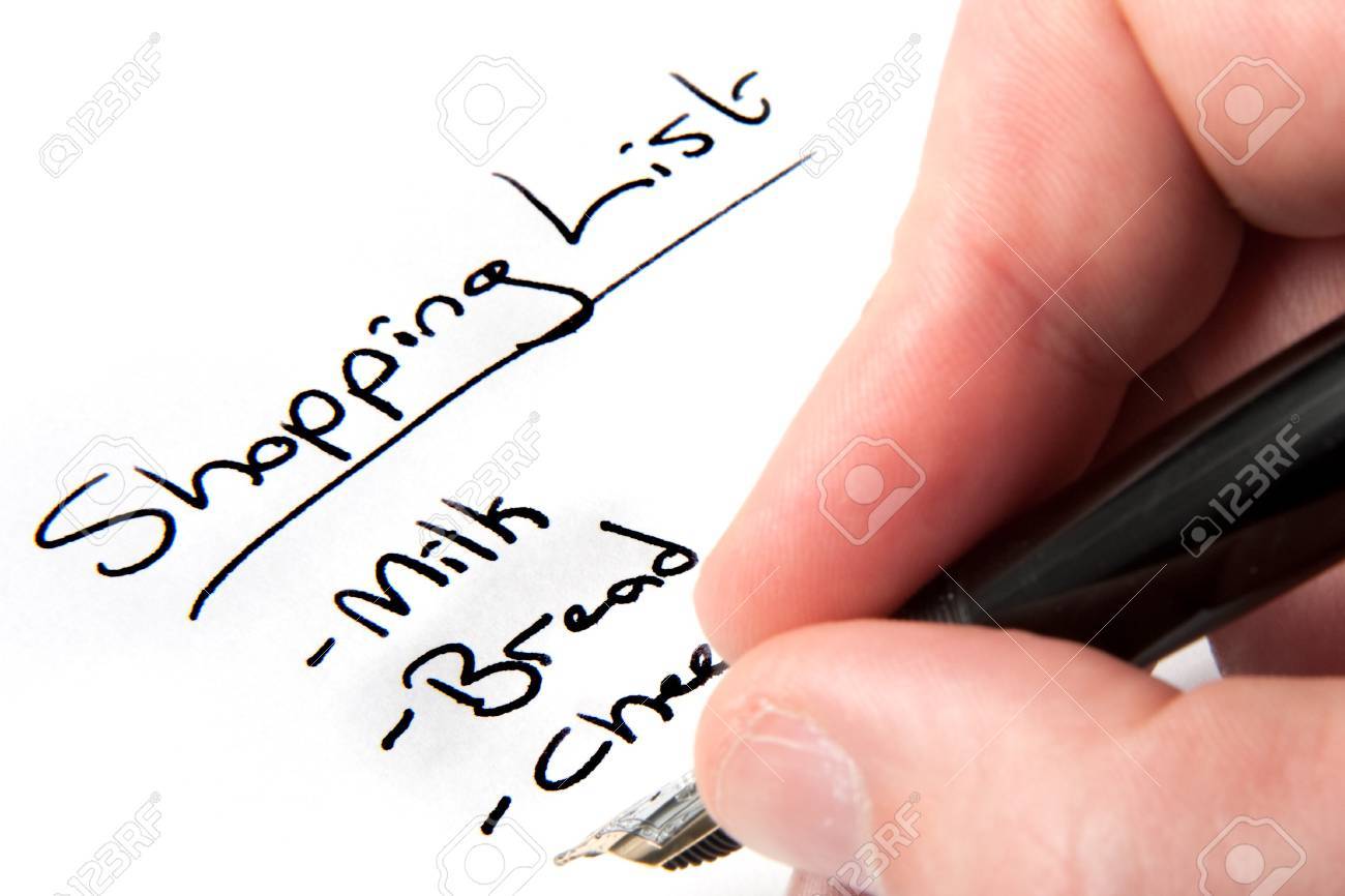Image result for free images someone writing a shopping list