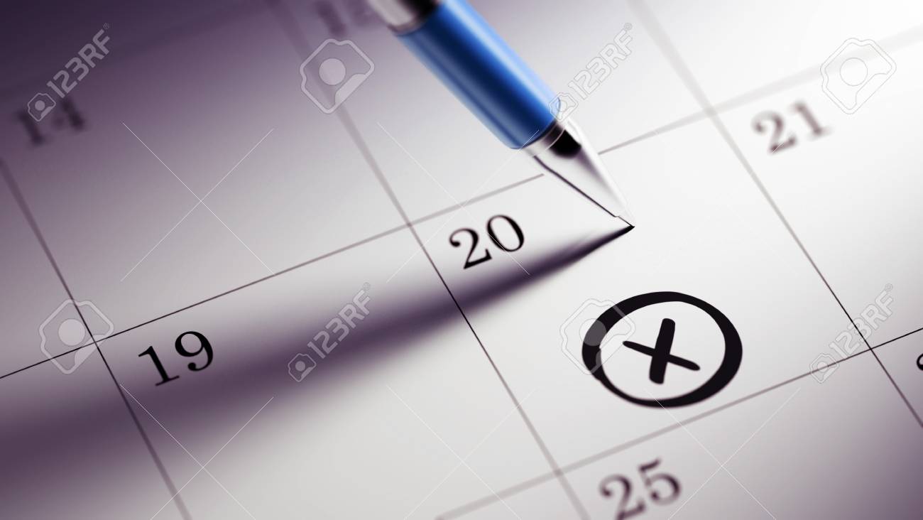 Closeup Of A Personal Agenda Setting An Important Date Written With Pen X Mark Written On A White Notebook To Remind You An Important Appointment Stock Photo Picture And Royalty Free Image