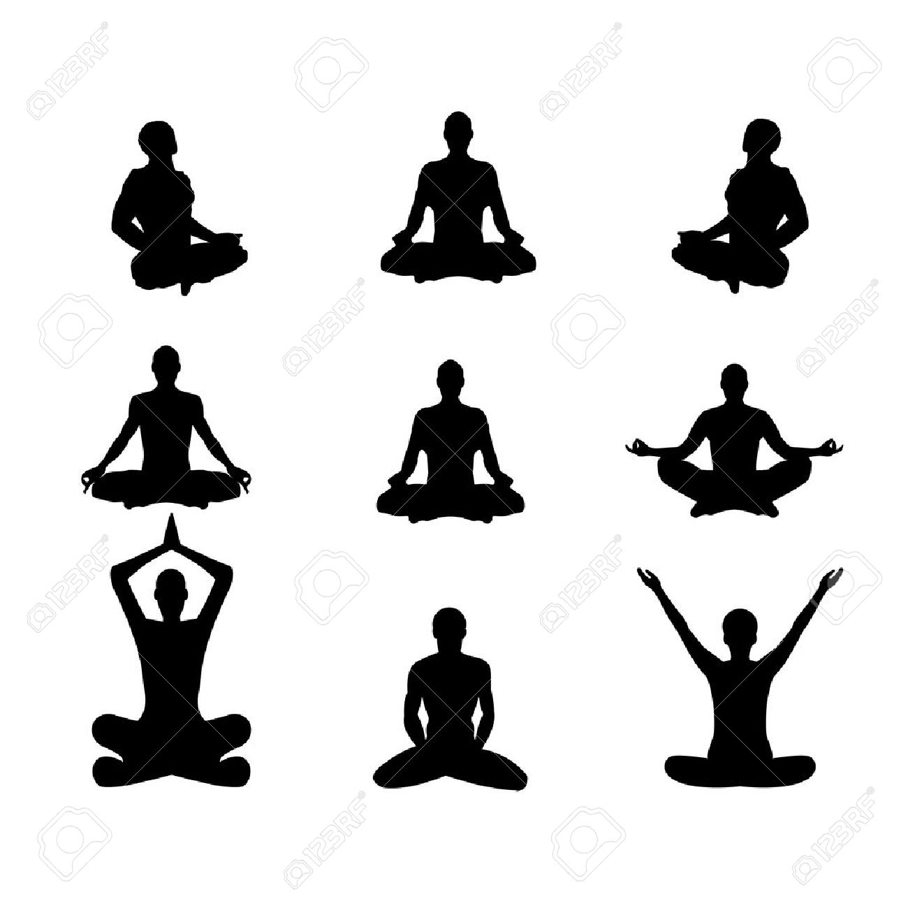 Set of vector illustration Basic meditation Poses - 19605823 Set of vector illustration Basic meditation Poses - 19605823