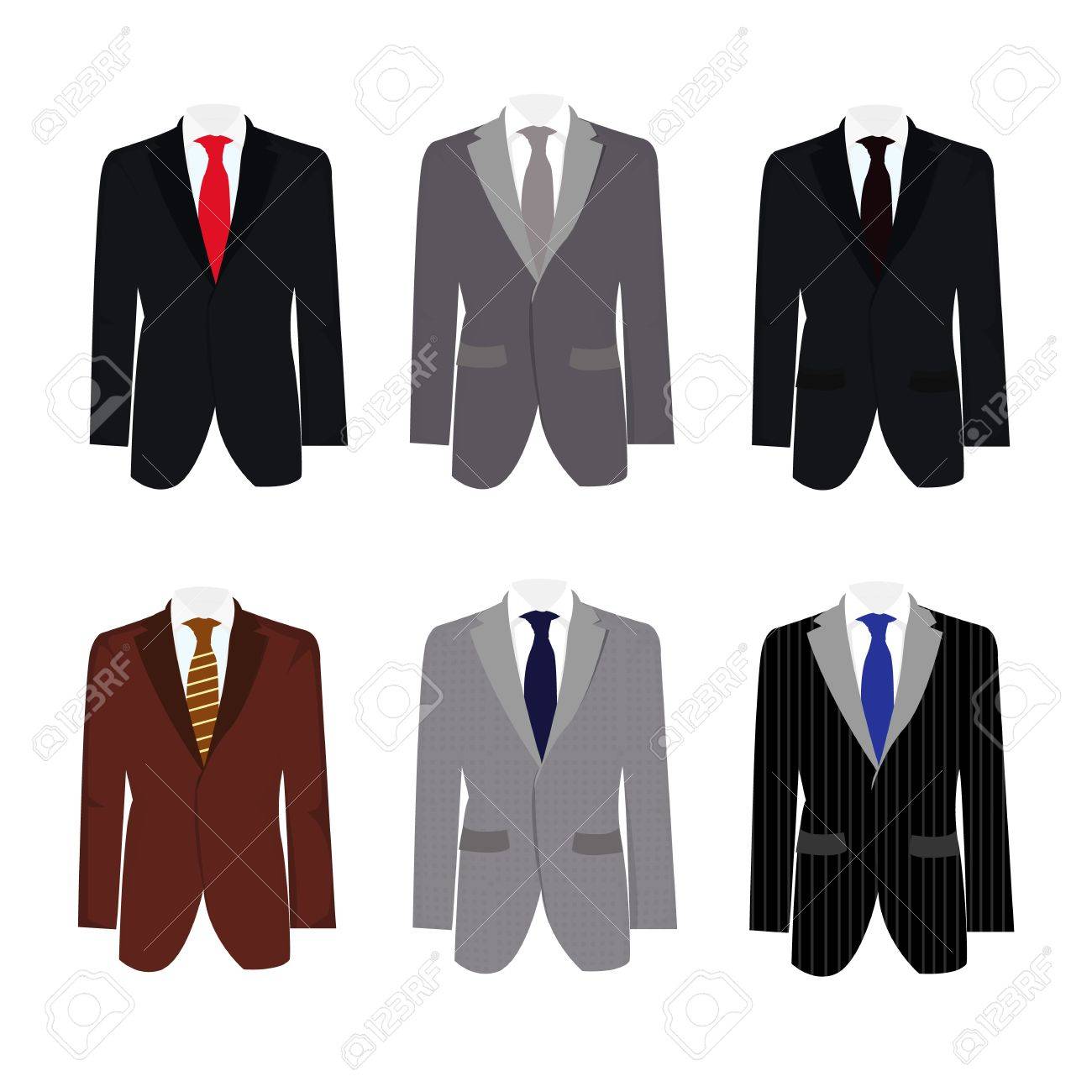 set of 6 illustration handsome business suit graphic