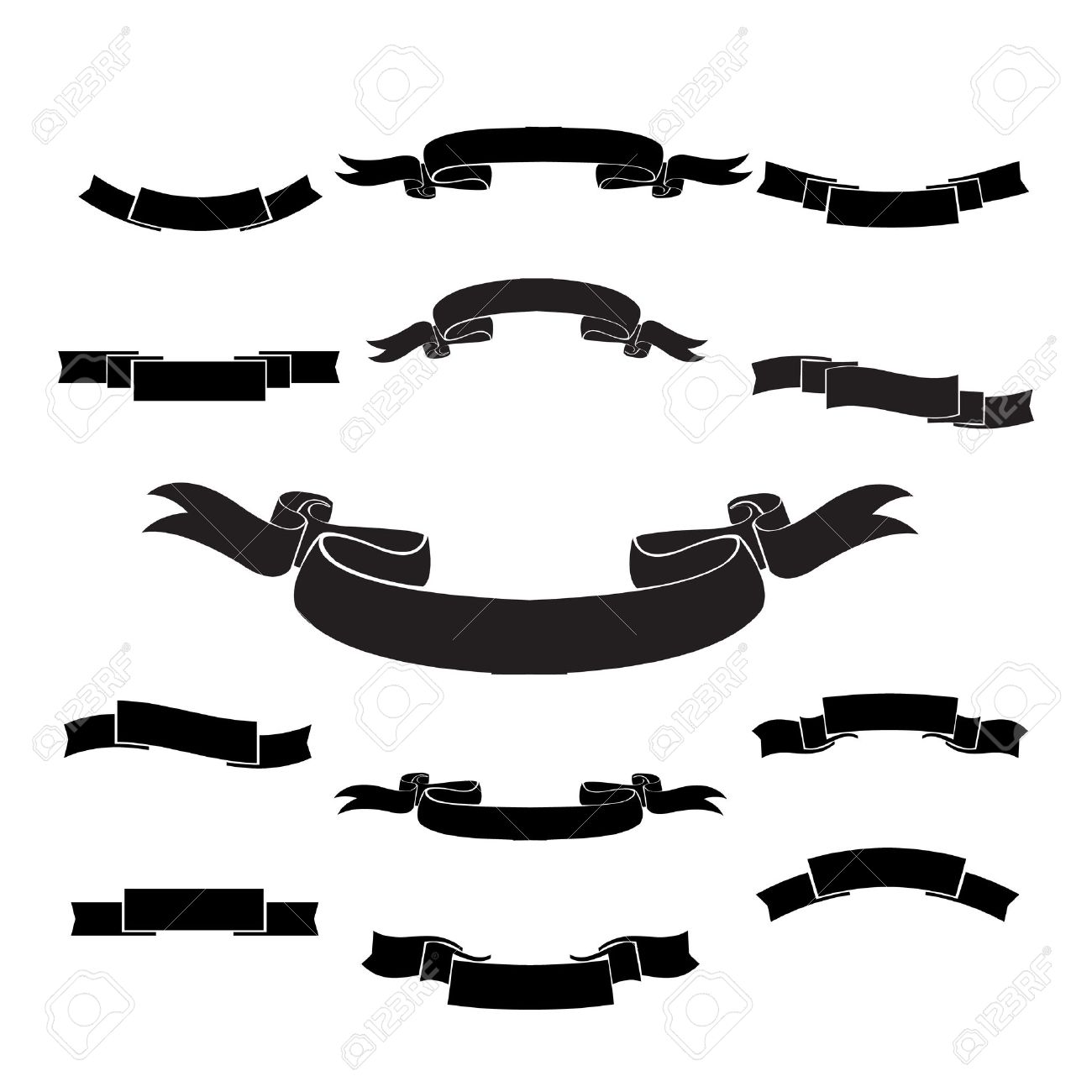 Silhouette set of 13 antique ribbon collection graphic - 20450094 Silhouette set of 13 antique ribbon collection graphic - 20450094
