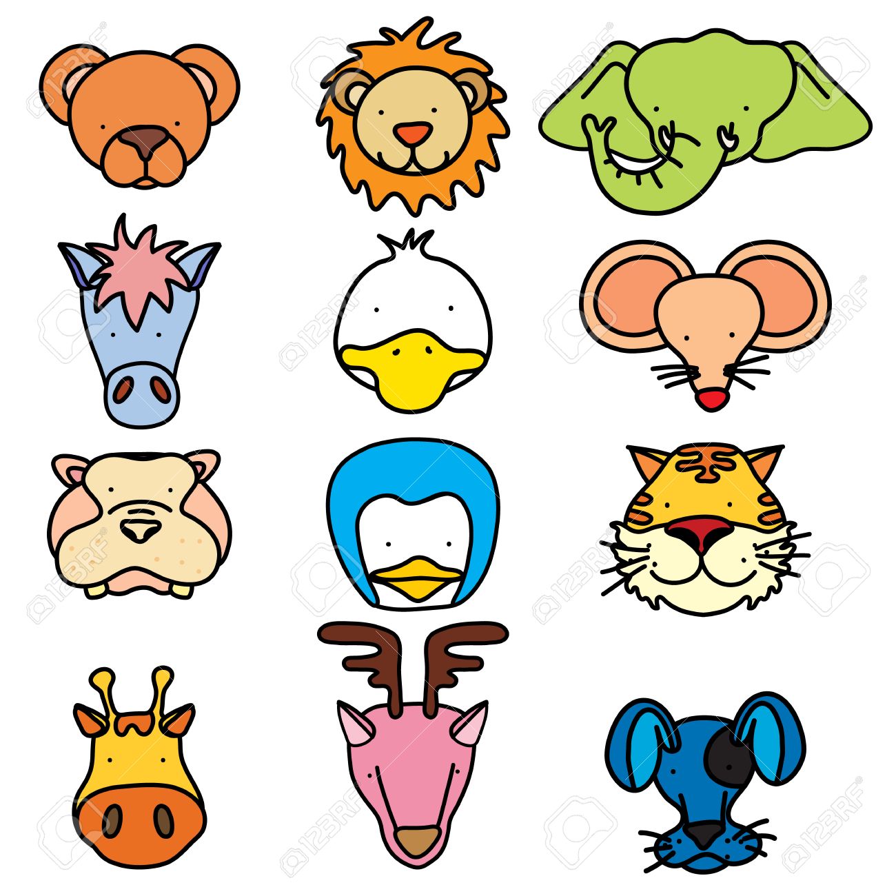 かわいい動物の顔のイラスト のイラスト素材 ベクタ Image