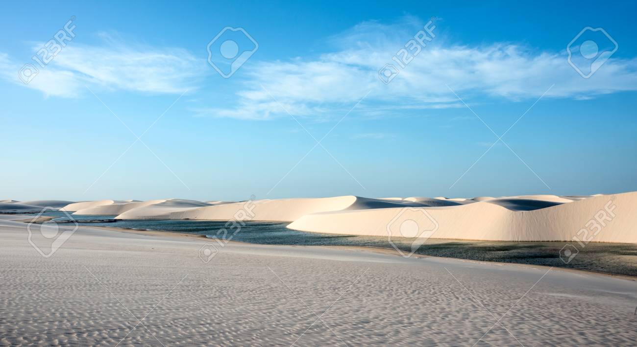 Lencois Maranhenses National Park, Brazil, low, flat, flooded land, overlaid with large, discrete sand dunes with blue and green lagoons - 83604121 Lencois Maranhenses National Park, Brazil, low, flat, flooded land, overlaid with large, discrete sand dunes with blue and green lagoons - 83604121