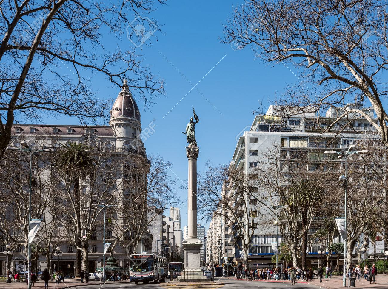 Montevideo, Uruguay - August 18, 2017: Cagancha square with the column Pillar of the World is extremely popular with tourists, was built in 1836, is located in the historic district - 84680046 Montevideo, Uruguay - August 18, 2017: Cagancha square with the column Pillar of the World is extremely popular with tourists, was built in 1836, is located in the historic district - 84680046