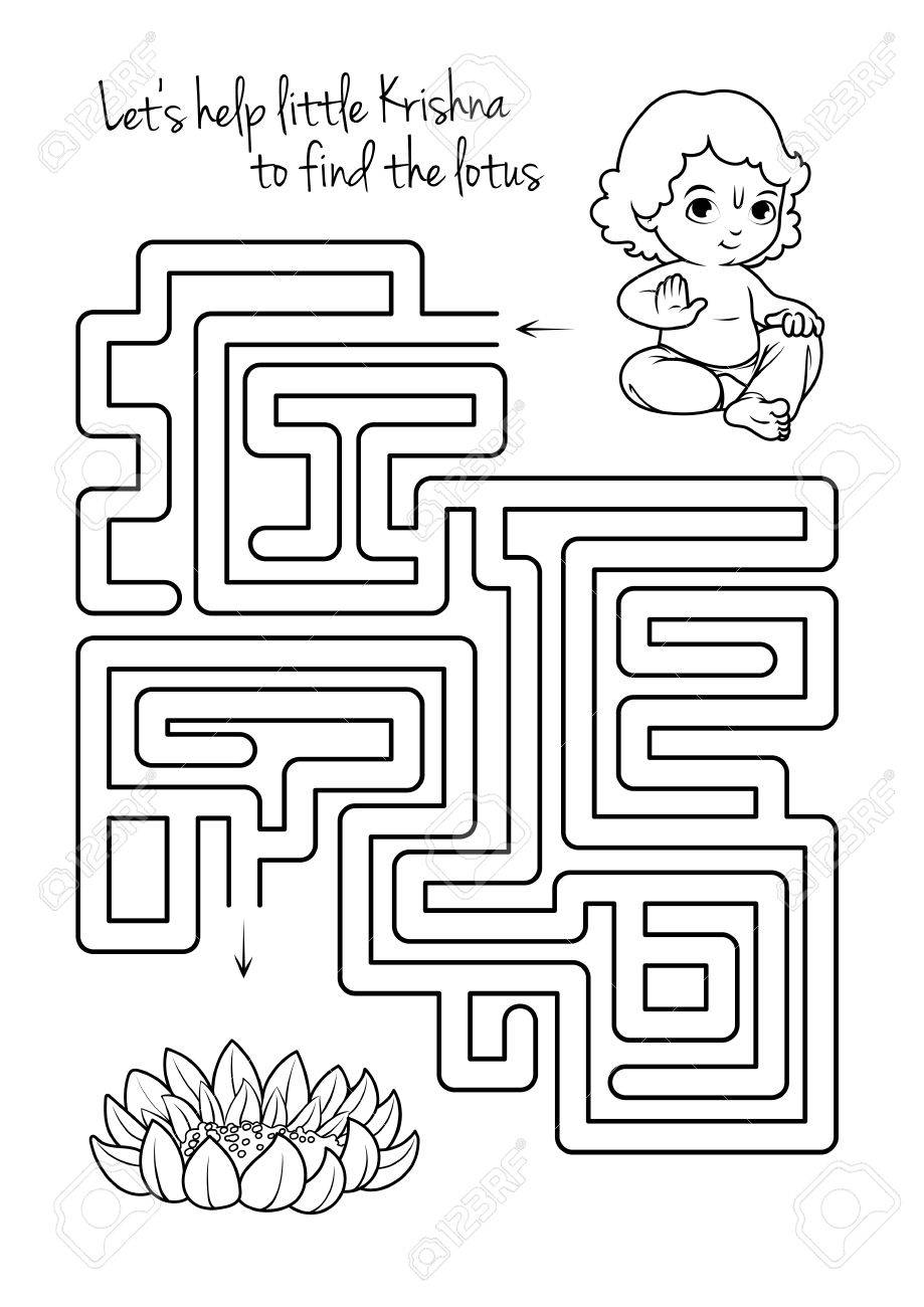 maze game for kids with krishna and lotus lets help little maze game template