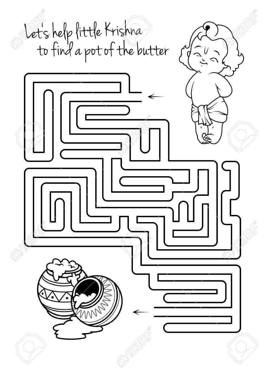 maze game for kids with krishna and butter lets help little maze game template
