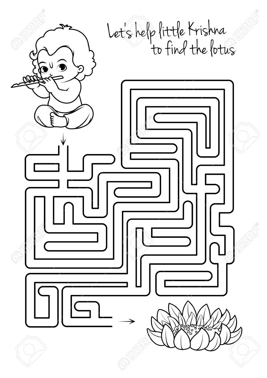 maze game for kids with krishna and lotus lets help little maze game template