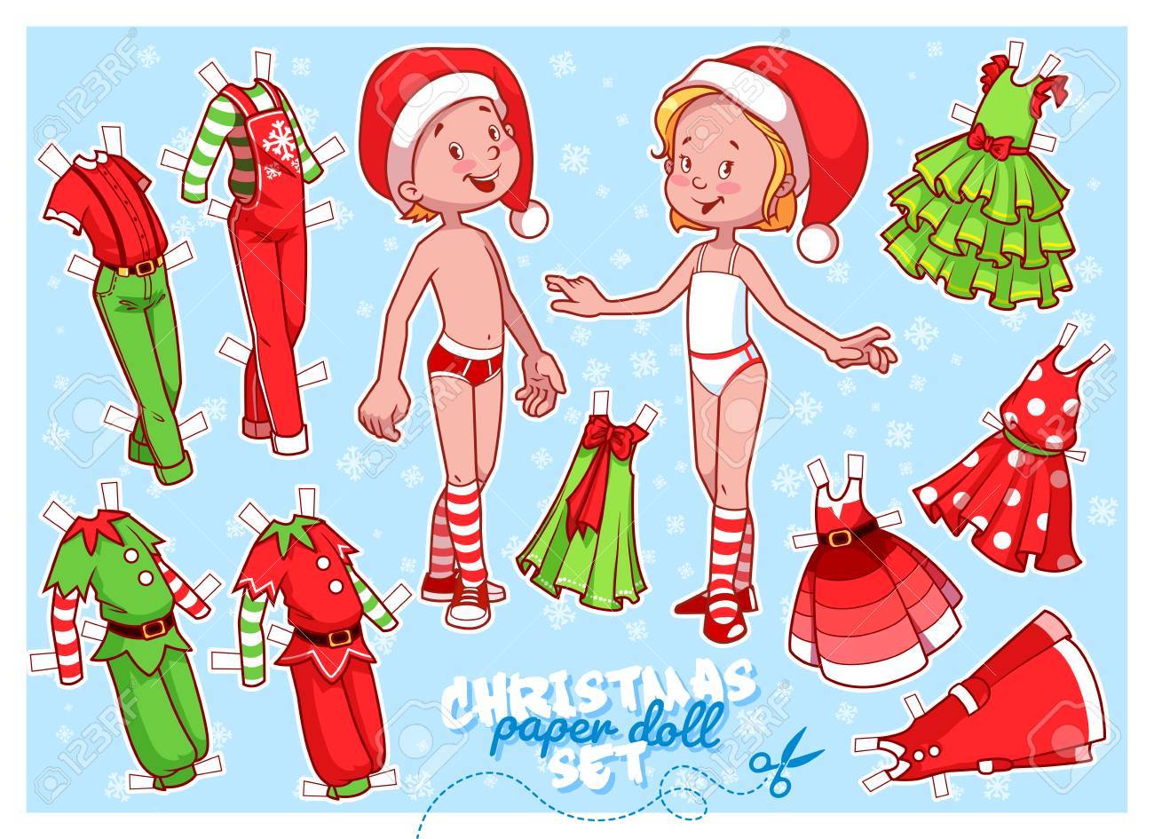 クリスマスをテーマにかわいい紙人形 エルフと少年と少女のサンタさんの衣装を衣装します ベクトルの図 のイラスト素材 ベクタ Image クリスマスをテーマにかわいい紙人形 エルフと少年と少女のサンタさんの衣装を衣装します ベクトルの図 のイラスト素材 ベクタ Image