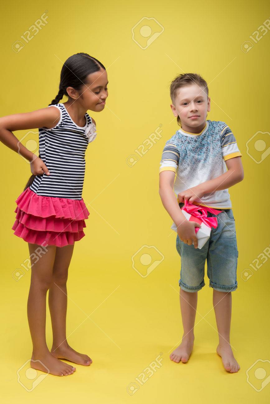 Boy looks under a girl's dress Clearance