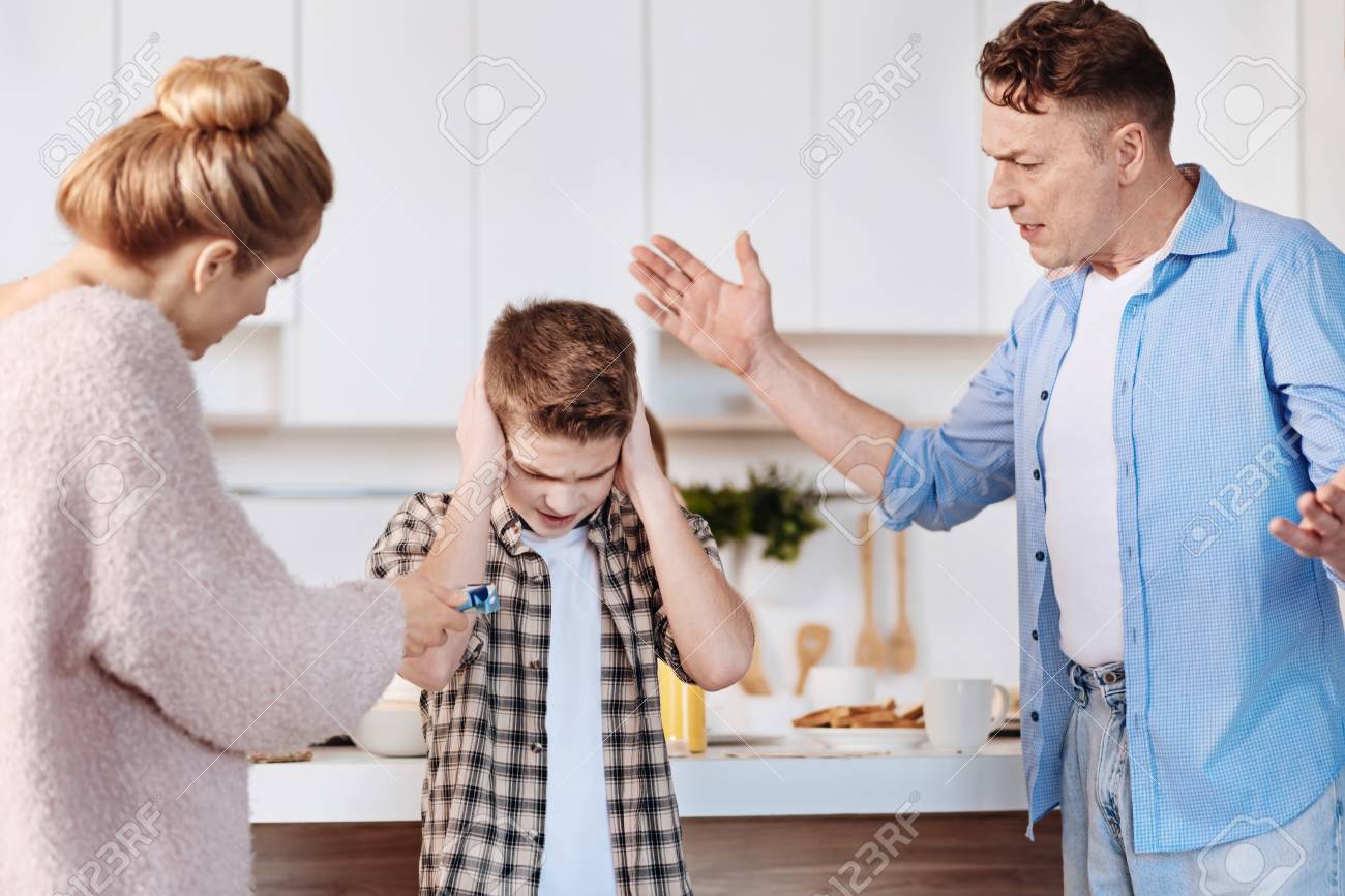 Caring Parents Scolding Their Son For Smoking Stock Photo, Picture ...