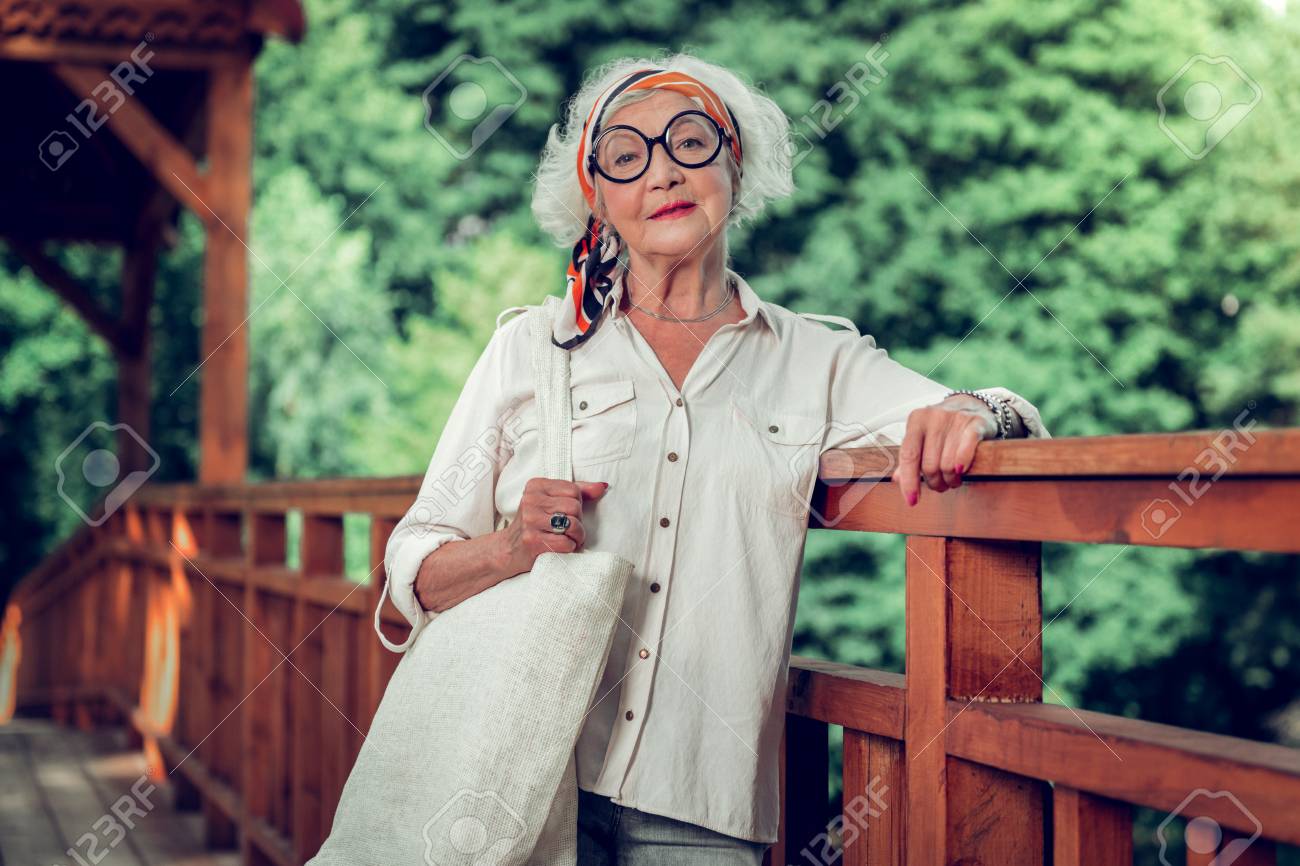 Stylish Elderly Woman Attractive Joyful Beaming Fashionable Stock Photo Picture And Royalty Free Image Image 124983233