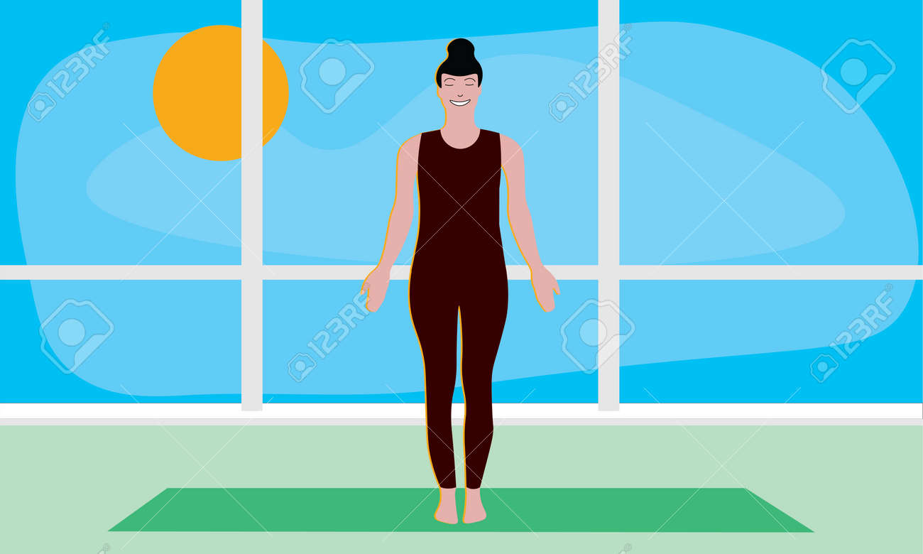isolated yogi stretches shoulders and back standing in tadasana royalty free cliparts vectors and stock illustration image 133505696 123rf com