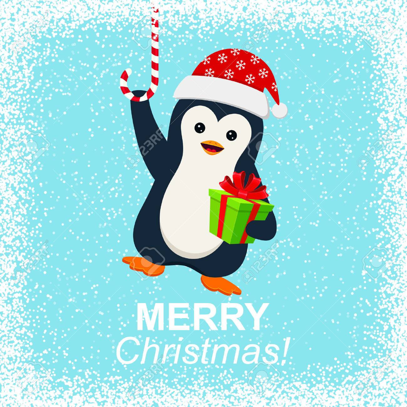 Ilustración De Pingüino Pingüino Lindo Feliz Navidad Saludos Animales Y, image size:1300x1300