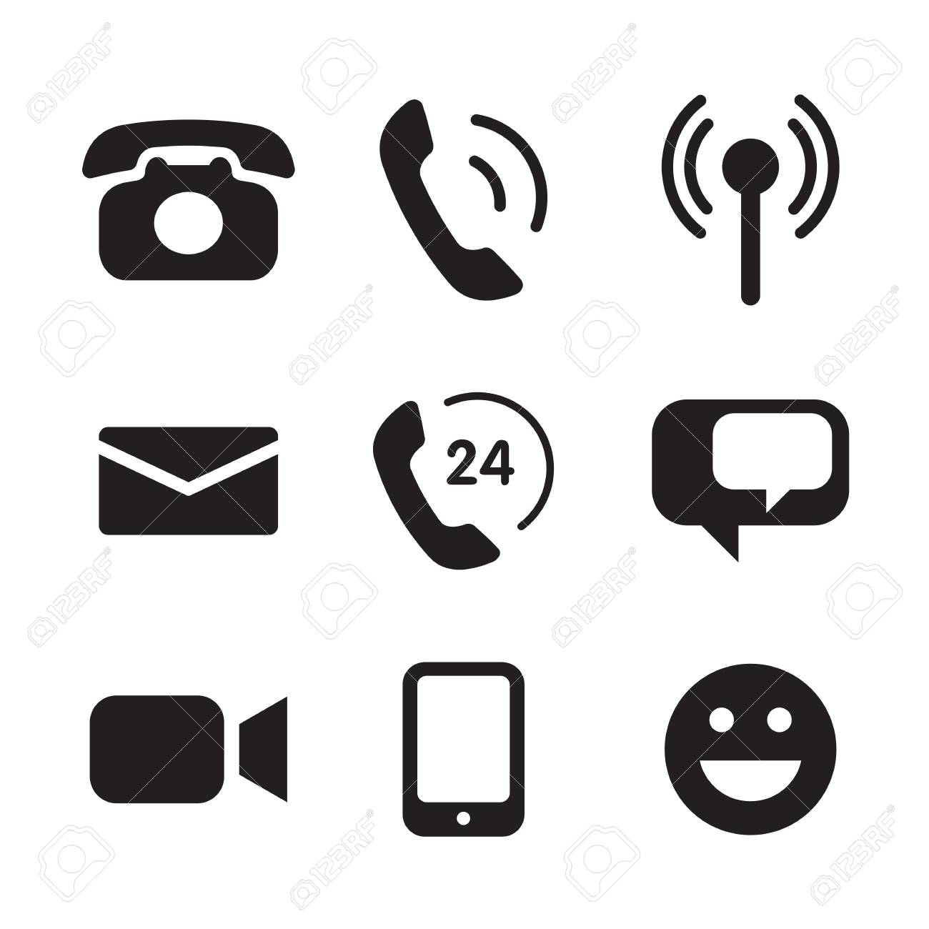 Icon Communication Set, Vector Illustration Of Smartphone, Email.  Telephone, Chat Bubble And More. Royalty Free SVG, Cliparts, Vectors, and  Stock Illustration. Image 94656320., image size:1300x1300