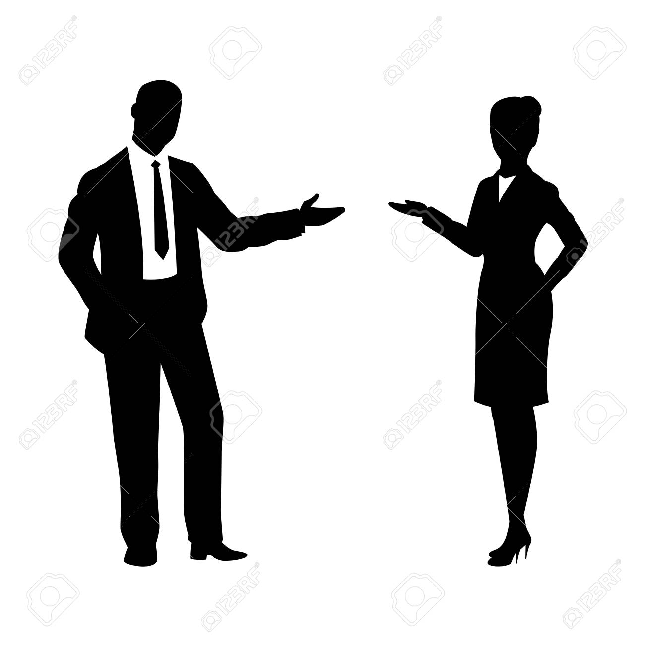 Silhouette Businessman And Businesswoman Discussing Royalty Free Cliparts Vectors And Stock Illustration Image