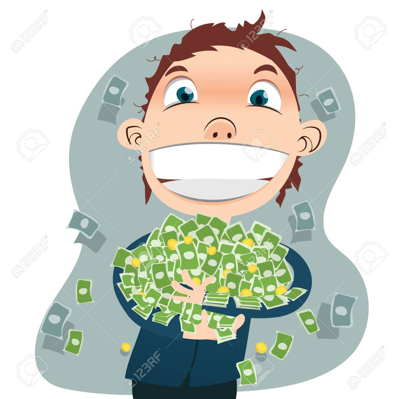 Cartoon Businessman Holding A Lot Of Money Royalty Free Cliparts Vectors And Stock Illustration Image