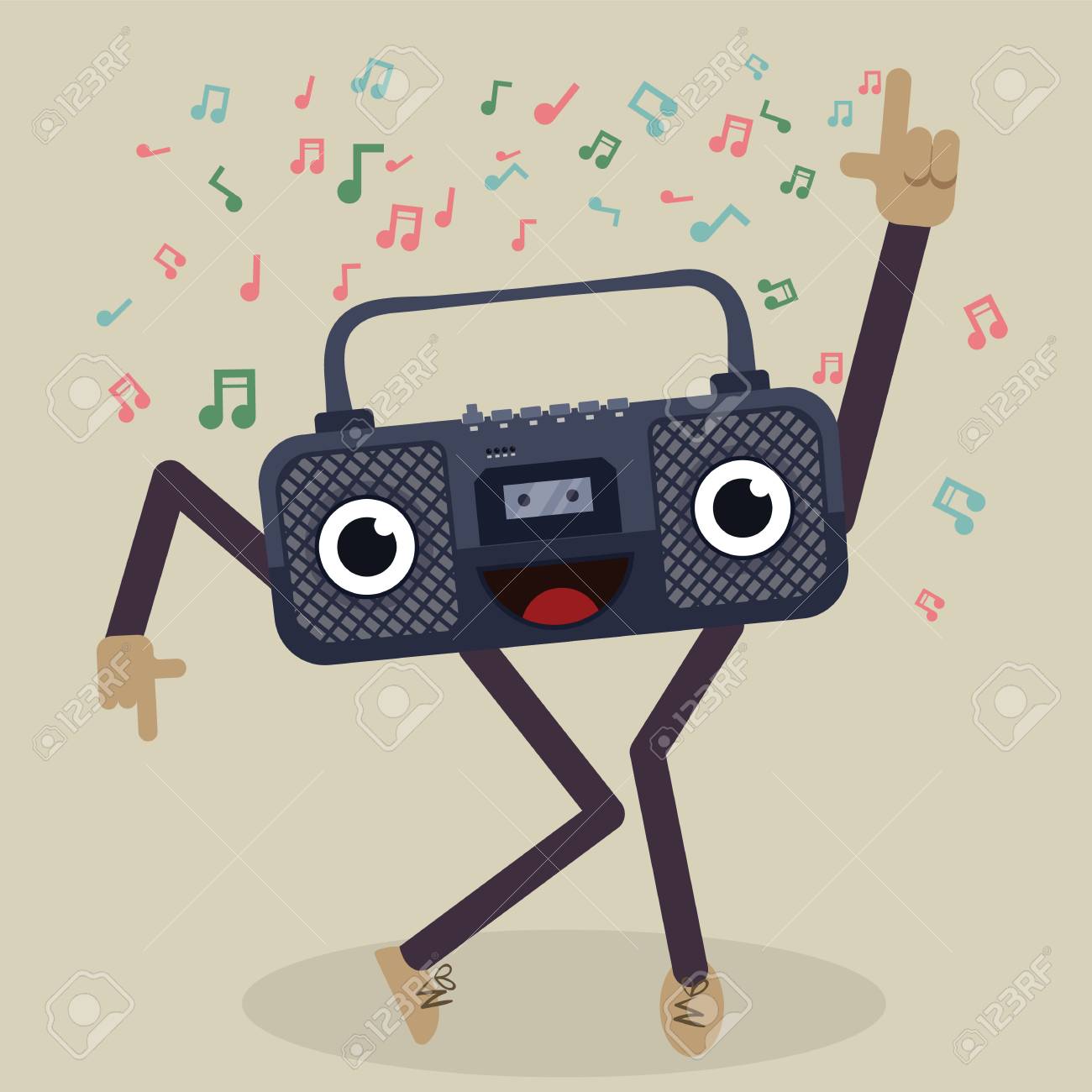 Funny Cartoon Dancing Radio Royalty Free Cliparts Vectors And Stock Illustration Image