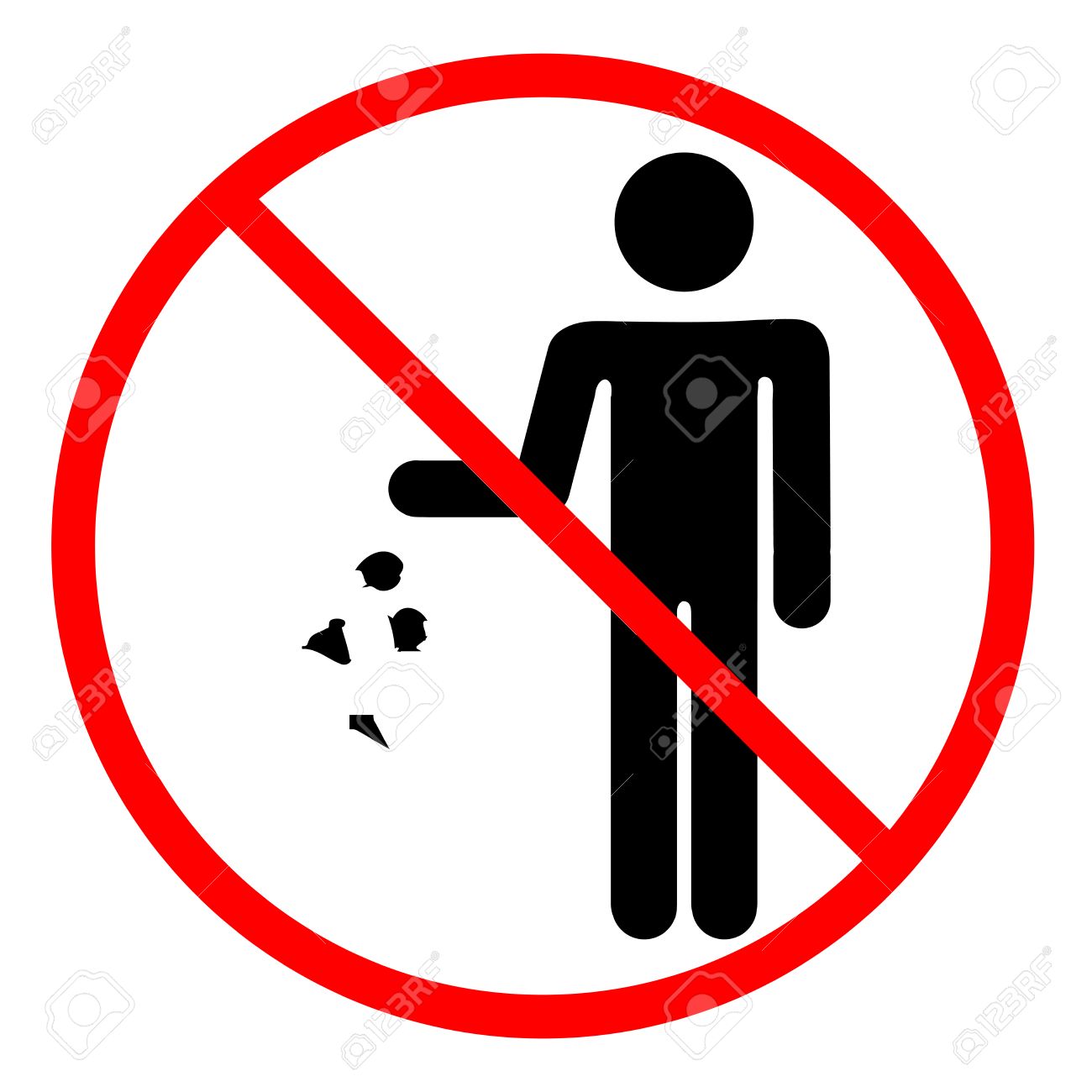 記号をごみをしないでください 赤い丸に白い背景のシルエットの人 投げてごみマークがないです きれいな自然のシンボルの世話をします フラット ベクトル画像 ベクトルの図 のイラスト素材 ベクタ Image