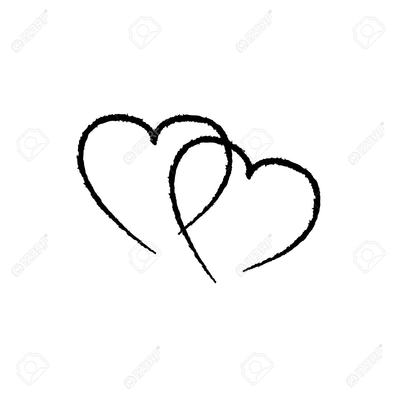 Herz Zwei Band Isoliert Schwarz Zeichen Auf Weissem Hintergrund Romantische Silhouette Symbol Verknupft Verbinden Liebe Leidenschaft Und Hochzeit Monochrome Marke Der Valentinstag Design Element Vektor Illustration Lizenzfrei Nutzbare