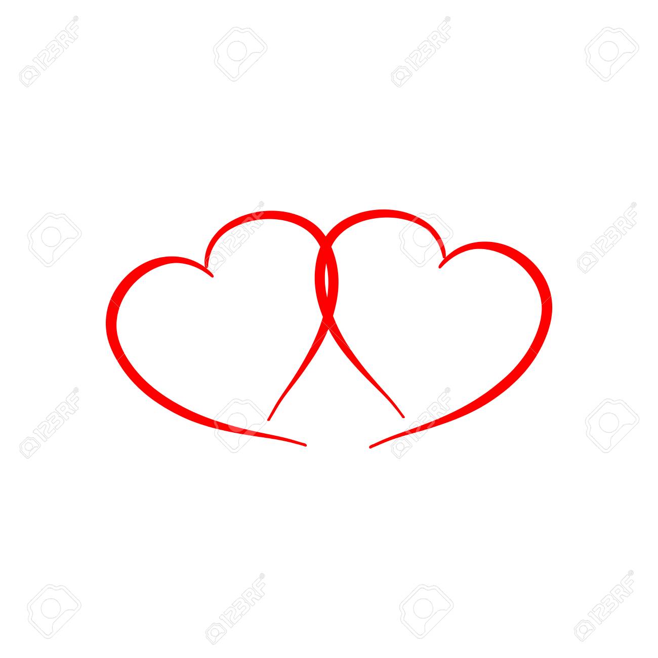 Herz Zwei Band Isoliert Rote Zeichen Auf Weissem Hintergrund Romantische Silhouette Symbol Verknupft Verbinden Liebe Leidenschaft Und Hochzeit Bunte Zeichen Der Valentinstag Design Element Vektor Illustration Lizenzfrei Nutzbare Vektorgrafiken