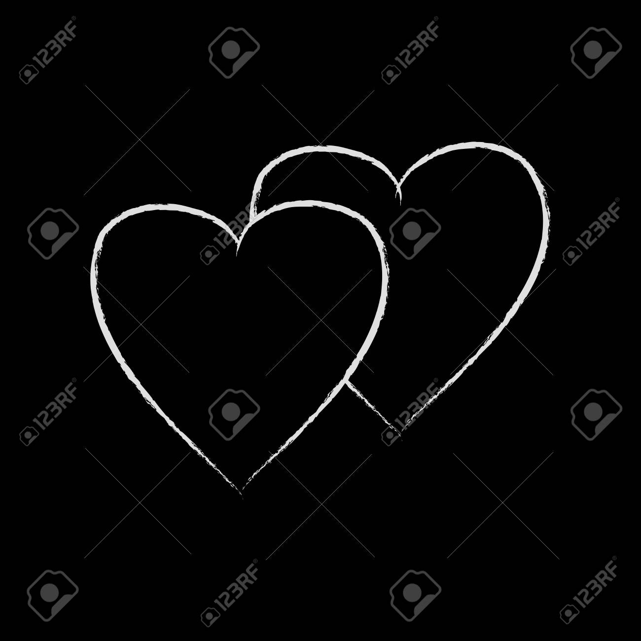 Herz Zwei Isoliert Weisses Zeichen Auf Schwarzem Hintergrund Romantisches Schattenbildsymbol Verbunden Beitreten Liebe Leidenschaft Und Hochzeit Monochrome Markierung Des Valentinstags Gestaltungselement Vektor Illustration Lizenzfrei Nutzbare