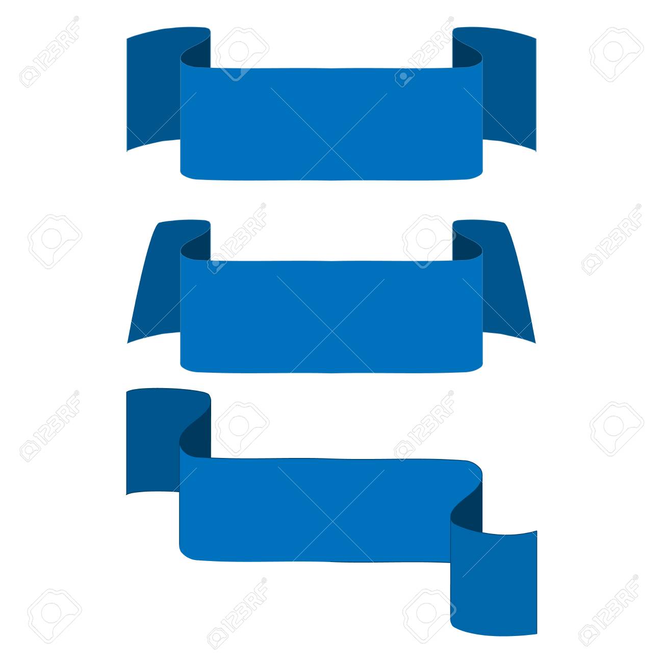 blue ribbon award set emblem modern symbol of award blank sticker blue ribbon award template