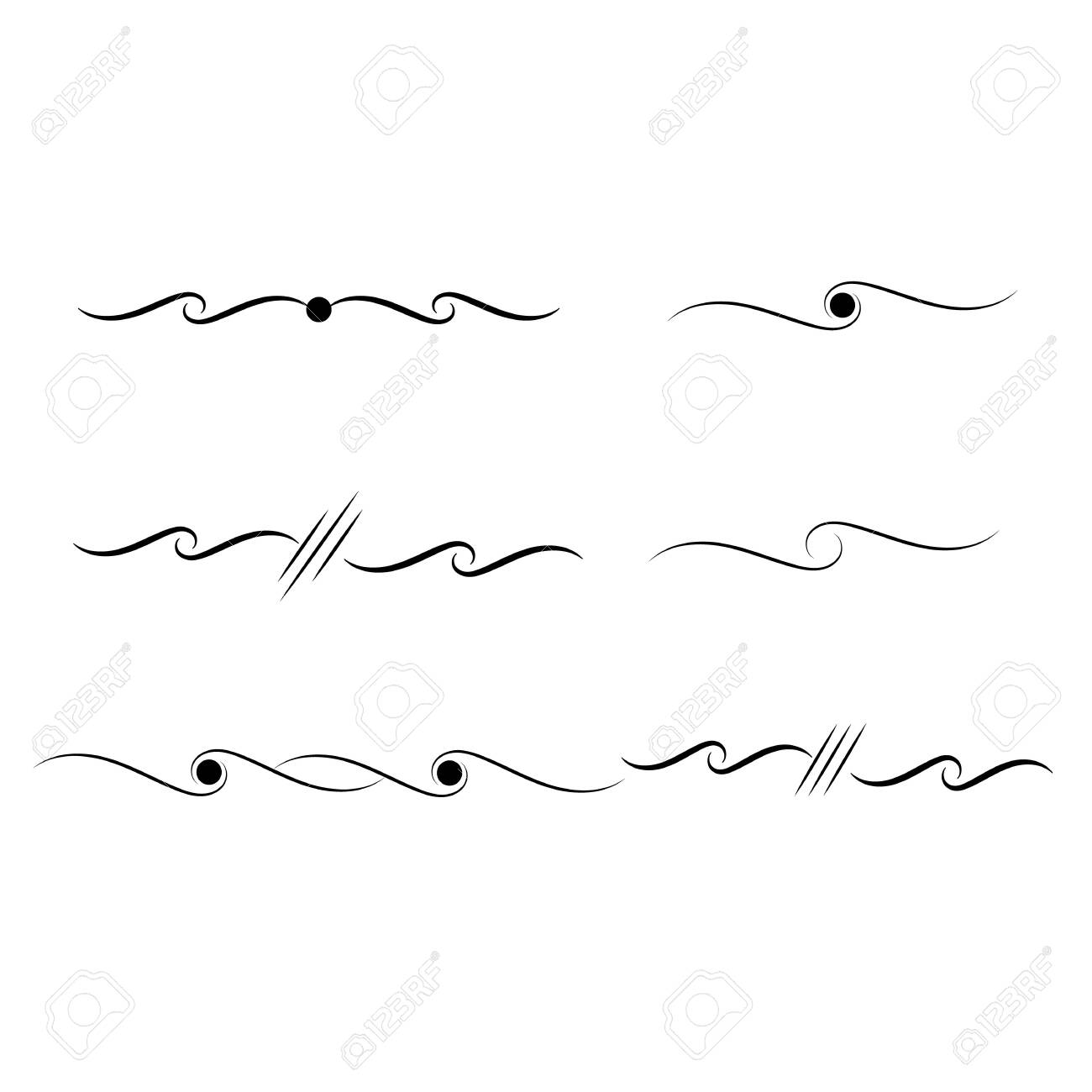 Decorative Swirls Dividers. Elegance Line For Frame, Invitation. Delimiter  Old Text, Calligraphic Swirl Border Ornaments And Vintage Divider. Ornament  Curl, Calligraphy Victorian Lines. Vector Icons Royalty Free SVG, Cliparts,  Vectors, and Stock, image size:1300x1300