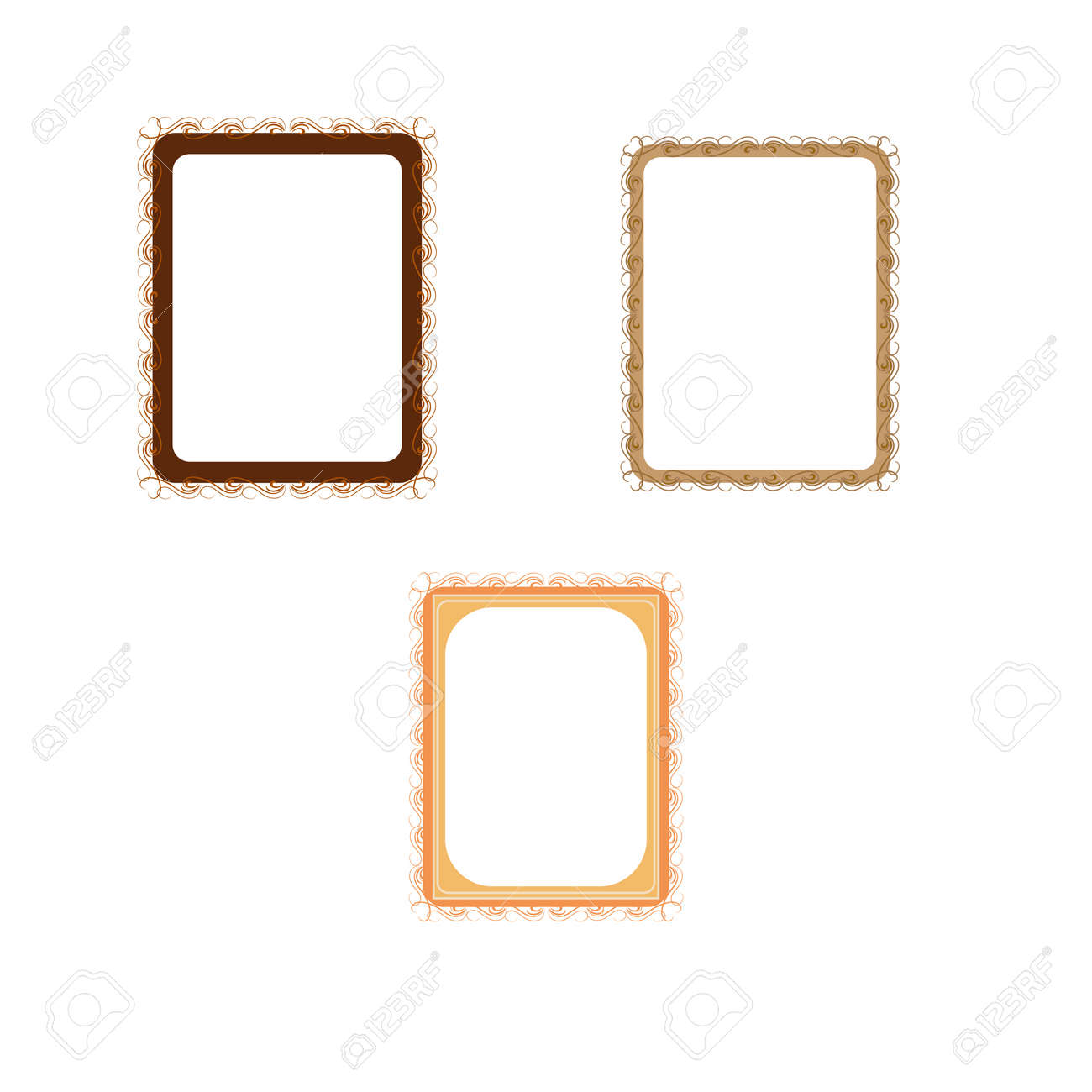 Gold frames with wavy line for photo, blank prints - 159702356 Gold frames with wavy line for photo, blank prints - 159702356